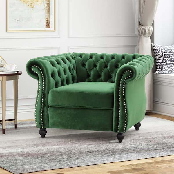 Noble House Westminster Emerald Velvet Nailhead Trim Club Chair