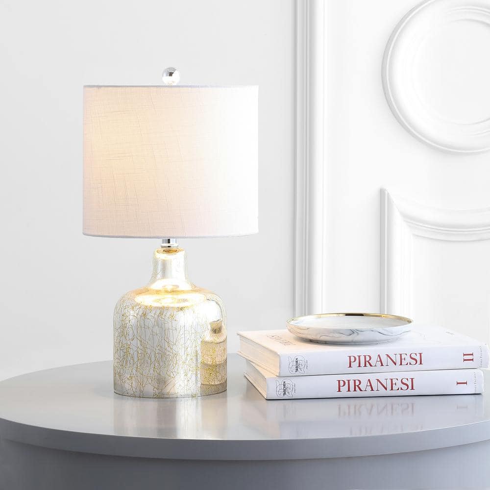 JONATHAN Y Gemma 19 in. Gold Glass Bell LED Table Lamp