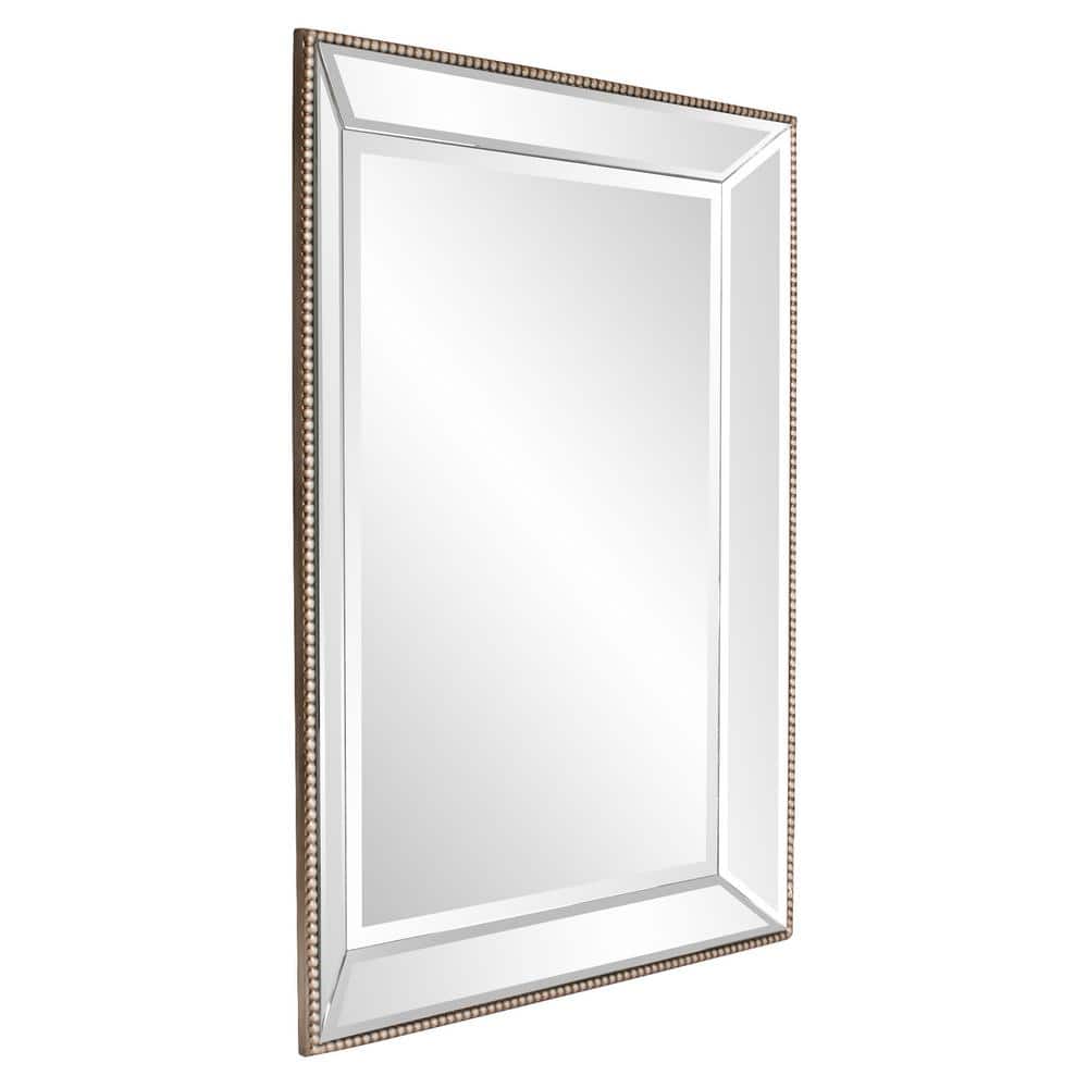 Elegant Roberto Rectangular Bronze & Silver Beaded Wall Mirror