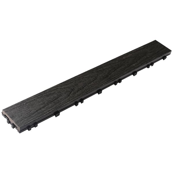 UltraShield Naturale 3 in. x 2 ft. Quick Composite Single Slat Deck Tile in Hawaiian Charcoal (4-Pieces per Box)
