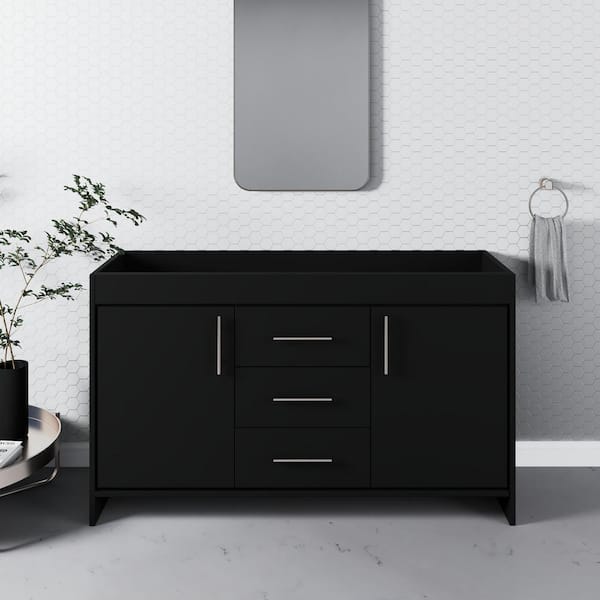 VOLPA USA AMERICAN CRAFTED VANITIES Pacific 60 in. W x 18 in. D x 33.88 in. H Bath Vanity Cabinet without Top in Black