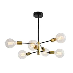 Augusta 6 -Light Modern Linear Chandelier with Wrought Iron Accents