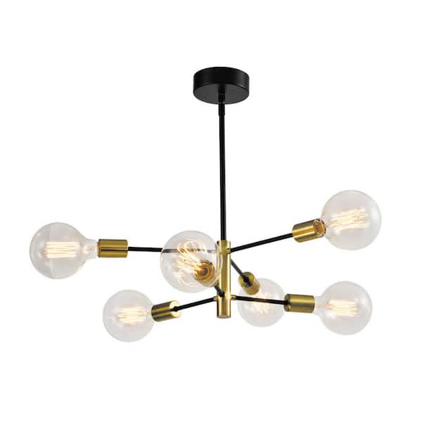 Maxax Augusta 6 -Light Modern Linear Chandelier with Wrought Iron Accents