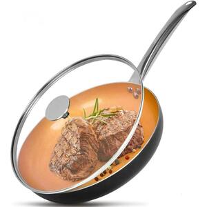 CSK 11 in. Aluminum Non Stick Frying Pan in Copper with Lid
