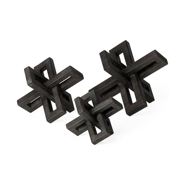HomeRoots 4 in. Black Black Metal Decorative Jacks (Set Of 3)