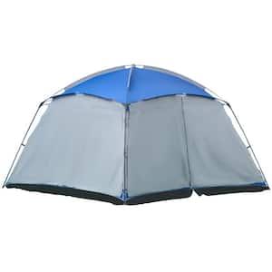 12 ft. x 12 ft. Screen House Room, 8 Person Blue Camping Tent, Double Layer Dome Tent with Carry Bag for Hiking