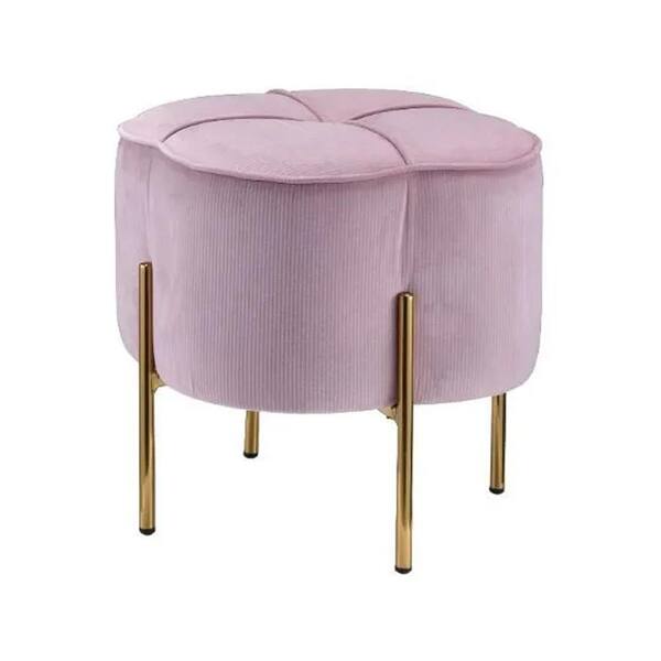 Acme Furniture Bergia Blush Pink Velvet Ottoman 96462 - The Home Depot