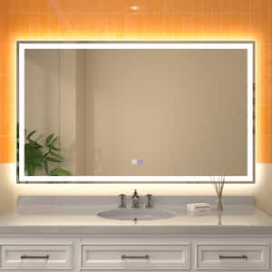 Derrin 60 in. W x 36 in. H Large Rectangular Frameless Anti-Fog Dimmable LED Wall Bathroom Vanity Mirror in Silver