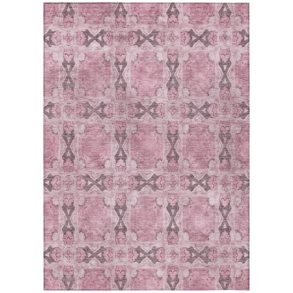 Pink 10 ft. x 14 ft. Woven Floral;Medallion Rectangle Indoor/Outdoor Area Rug price history on PriceWatchPro