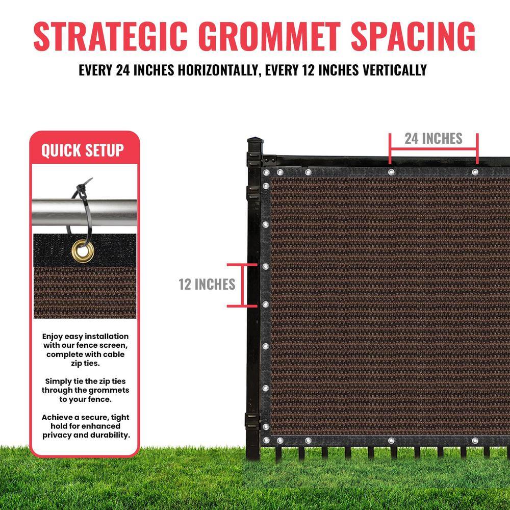 Brown Heavy-Duty Polypropylene Privacy Fence Screen 5-ft x 10-ft