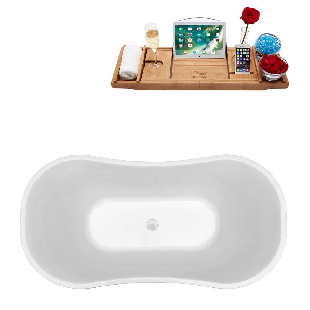 68'' Glossy White Acrylic Double Slipper Clawfoot Bathtub