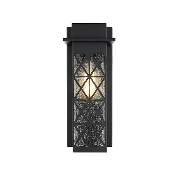 13 in. Black Outdoor Hardwired Wall Sconce with No Bulbs Included