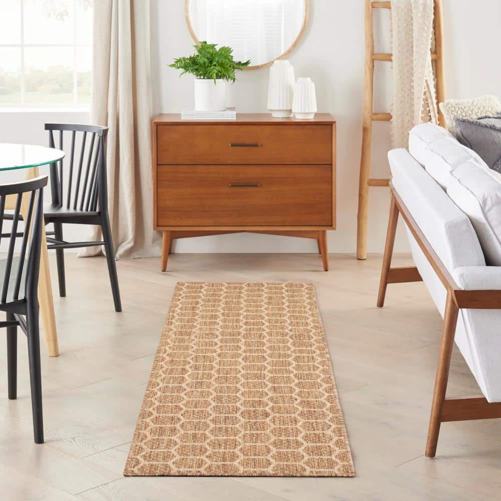 Natural Geometric Flat Woven Reversible Runner Rug 2' x 6'