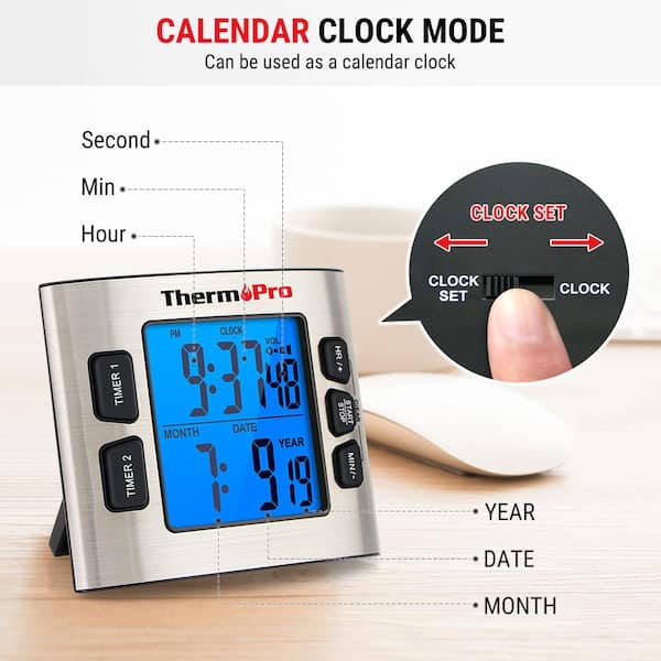Motiveren plafond hoek ThermoPro TM02 LCD Digital Dual Countdown Stop Watches Kitchen School Timer  Clock Alarm-TM-02 - The Home Depot