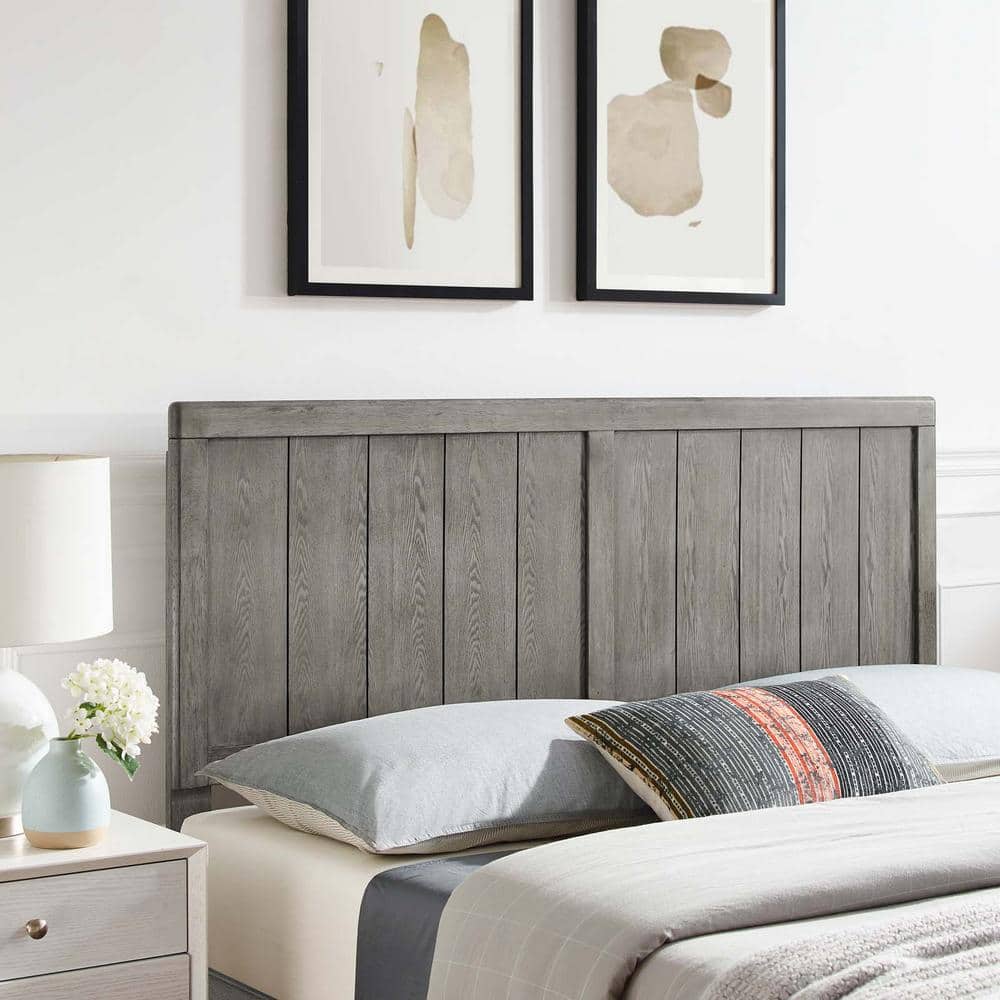 Gray Twin Rubberwood Tufted Upholstered Headboard