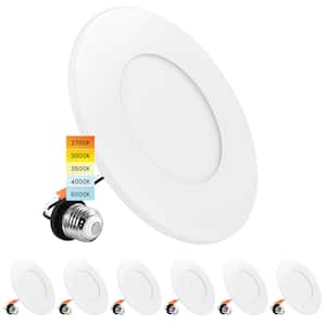 3-4 in. Integrated LED Flush Mount & Recessed Light, 7.5W, 5CCT, 650LM, Dimmable, J-Box or 4 in. Housing (6-Pack)