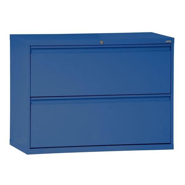 Sandusky 800 Series 42 in. W 2-Drawer Full Pull Lateral File Cabinet in Blue