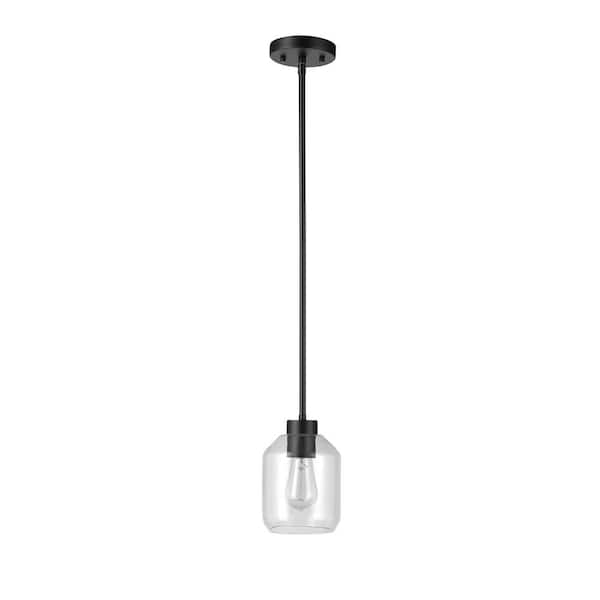 Globe Electric Middleton 1-Light Matte Black Pendant Lighting with Clear Glass Shade