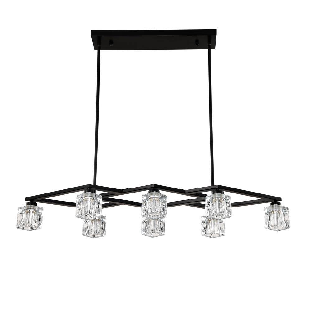 38.4 in. 8-Light Black Modern Semi-Flush Mount Crystal Chandelier With Crystal Shade and 8-G9 Bulbs Included price history on PriceWatchPro