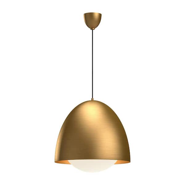 ALORA MOOD Kenji 20 in. 1 Light 60-Watt Aged Gold/Opal Matte Glass Pendant Light