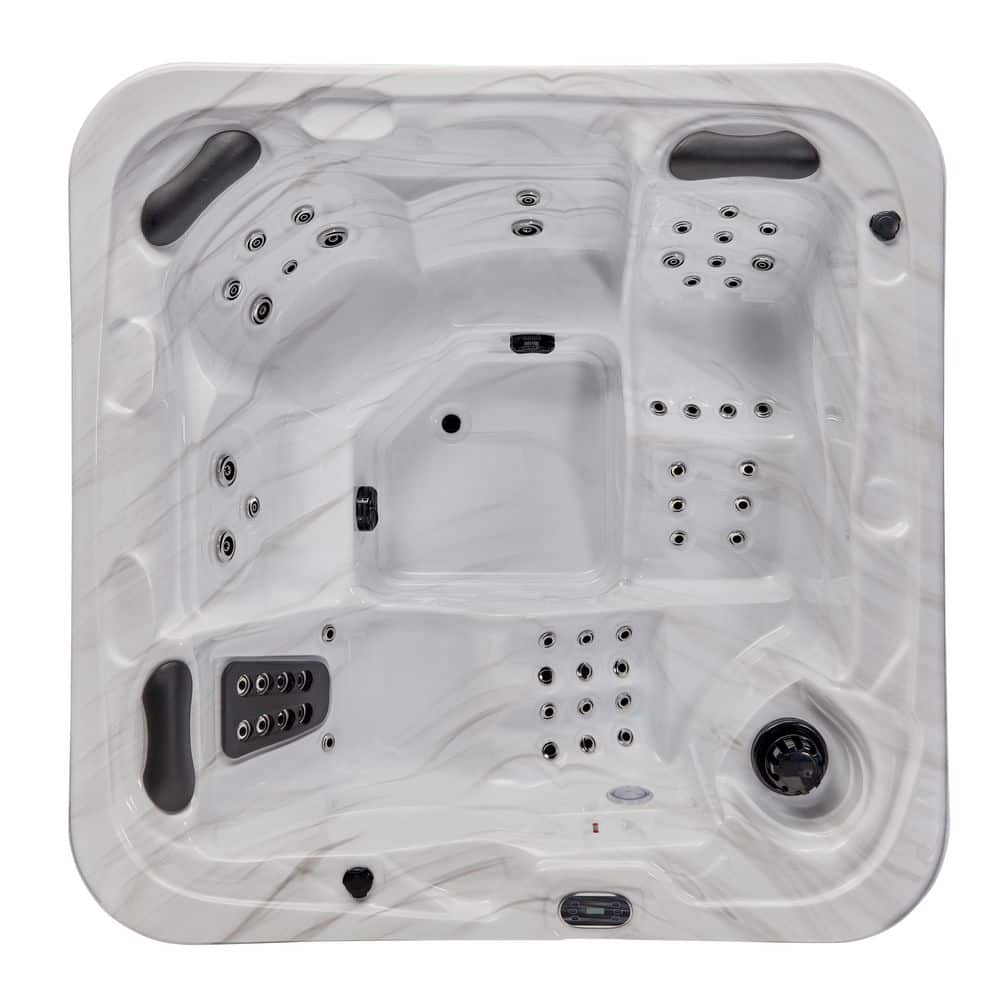 Gray and White 5-Person Luxury Hot Tub with Jets and Ozonator