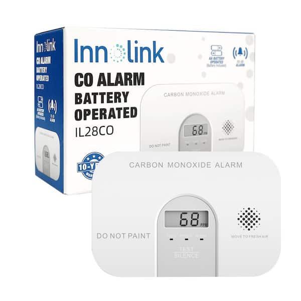 Innolink Battery Operated Carbon Monoxide Detector, 10-Years Product Life CO Detector, CO Alarm with LCD Digital Display (1-Pack)