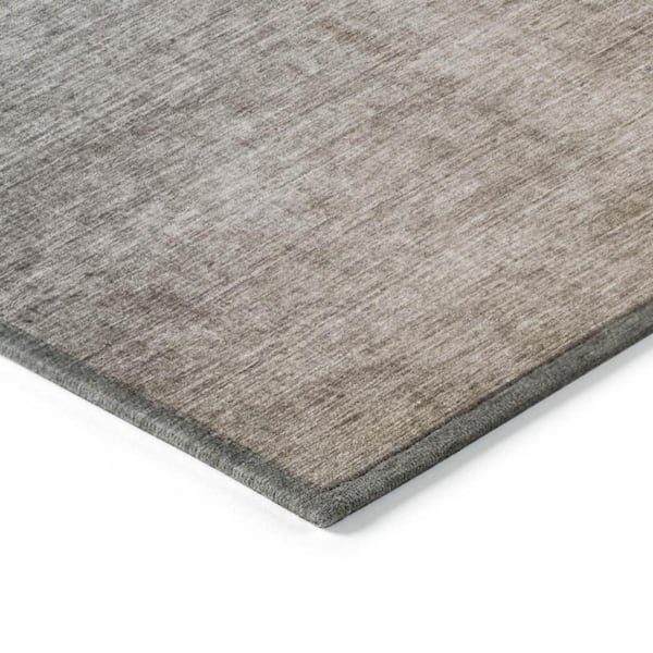 Taupe and Gray 5 ft. x 8 ft. Woven Solid Color Rectangle Indoor/Outdoor Area Rug