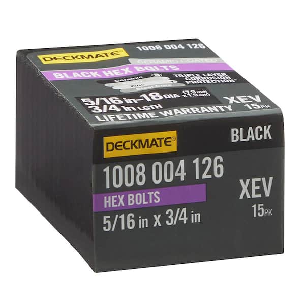5/16 in. -18 x 3/4 in. Black Hex Bolt (15-Pack)