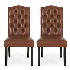 Motson Cognac Brown and Dark Brown Tufted Dining Chair (Set of 2)