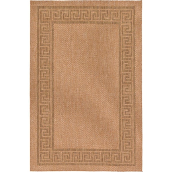 Outdoor Greek Key Light Brown 5' 3 x 8' 0 Area Rug