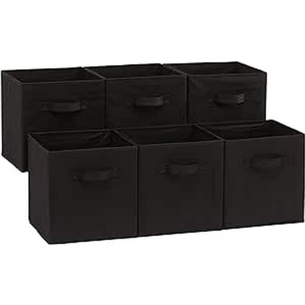 11 in. H x 10.5 in. W x 10.5 in. D Black Cube Storage Bin,Pack of 6