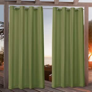 Canvas Green Apple Polyester Solid 54 in. W x 96 in. L Grommet Top Indoor Outdoor Light Filtering Curtain (Double Panel)