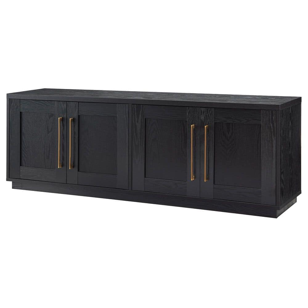 Tillman 68'' Black Grain Transitional TV Stand with Brass Hardware