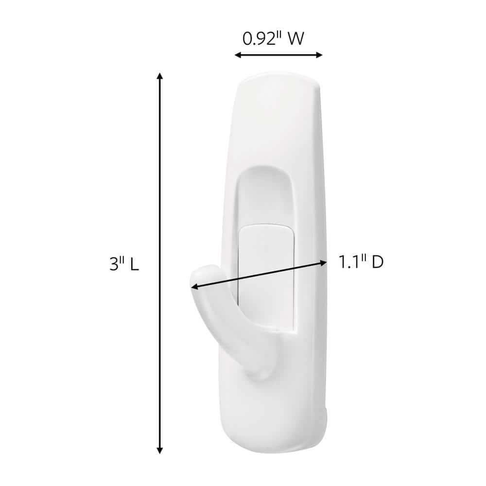 White Plastic Self-Adhesive Utility Hooks with Strips