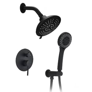 5-Spray Hand Shower and Shower Head Combo Wall Bar Shower Kit in Matte Black