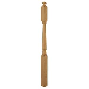 Stair Parts 4045 60 in. x 3 in. Unfinished Red Oak Mushroom Top Landing Newel Post for Stair Remodel