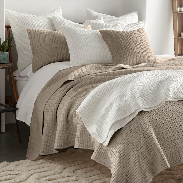 120 x 118in. 36 x 20in. Sham Size King Bedspread Set Mills Waffle Levtex home Bedspread Size Taupe Cotton Waffle