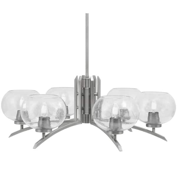 Unbranded Siena 28.75 in. 6 Light Graphite Chandelier with Clear Bubble Glass Shades