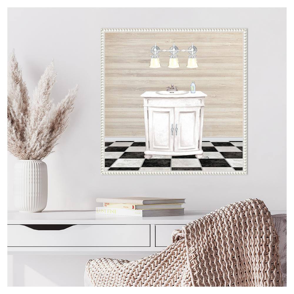 Elizabeth Medley White Canvas Bathroom Quote Art with Floater Frame
