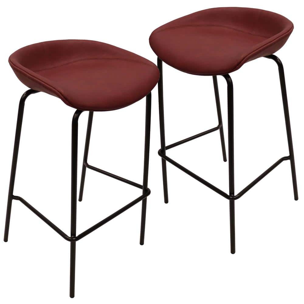 Servos Modern Barstool with Upholstered Faux Leather Seat and Powder Coated Iron Frame, Set of 2 (Bordeaux) price history on PriceWatchPro