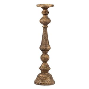 Bronze Metal Pillar Candle Holder with Turned Pedestal Stand
