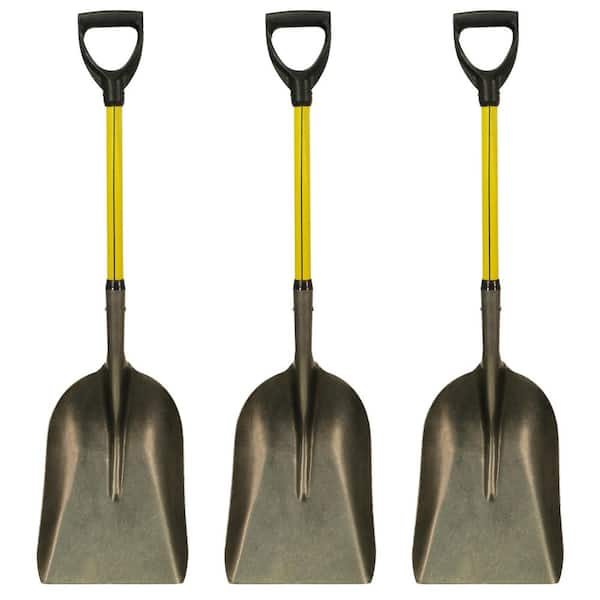27 in. Classic Fiberglass Eastern Scoop Shovel with Heavy-Duty Steel Blade and D-Grip Handle (3-Pack)