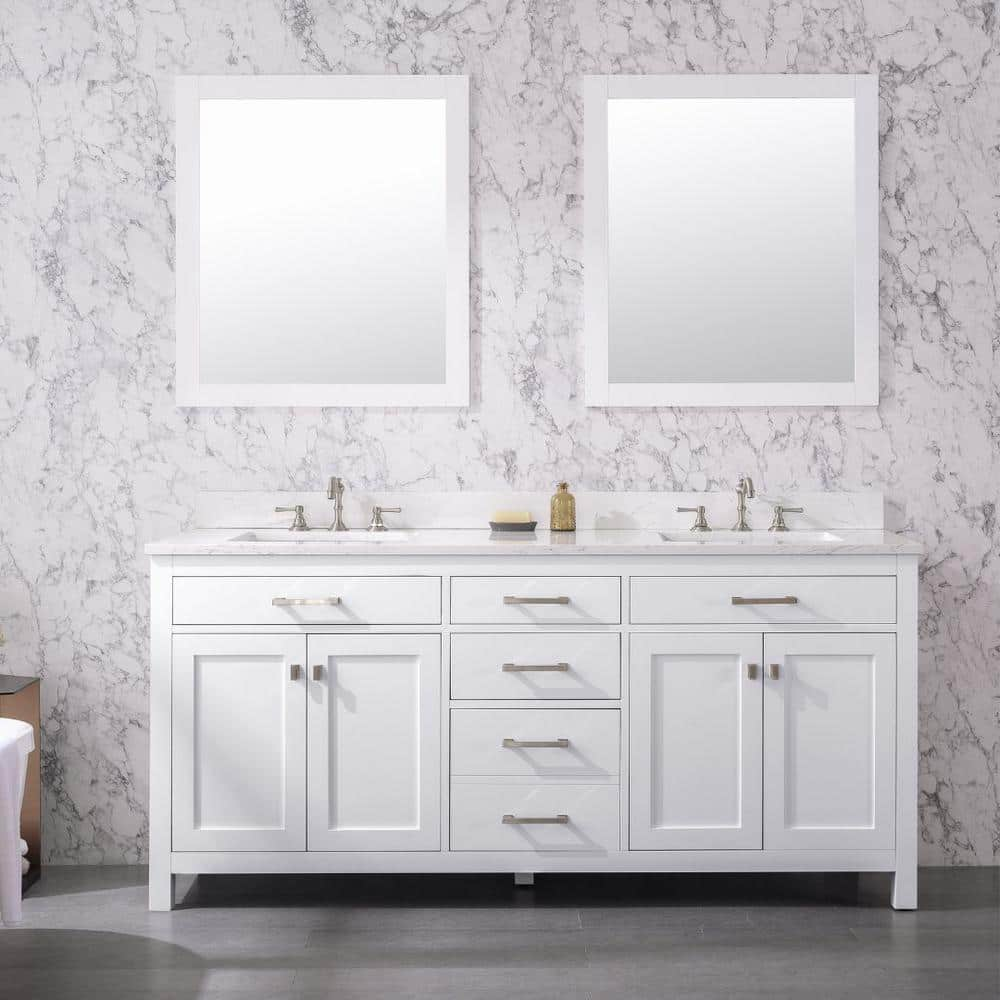 Queen 72 Sonoma White Wall Mount Double Sink Modern Bathroom Vanity