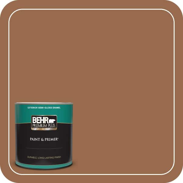 BEHR PREMIUM PLUS 1 qt. #S230-7 Toasted Bagel Semi-Gloss Enamel Exterior Paint & Primer