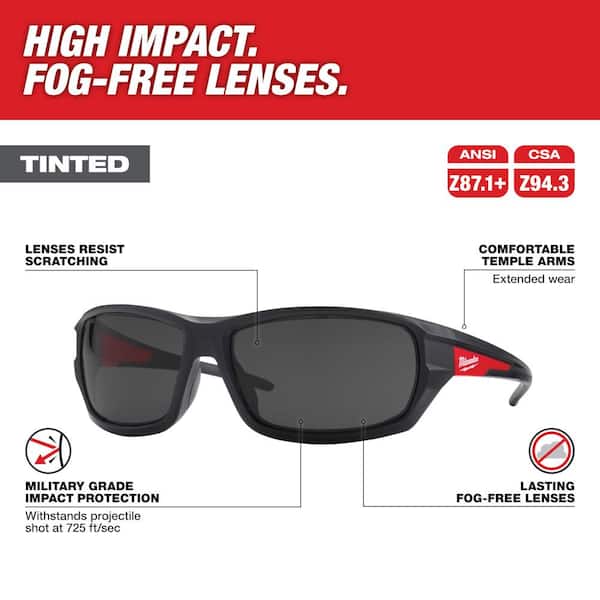 Performance Safety Glasses with Tinted Fog-Free Lenses (3-Pack)