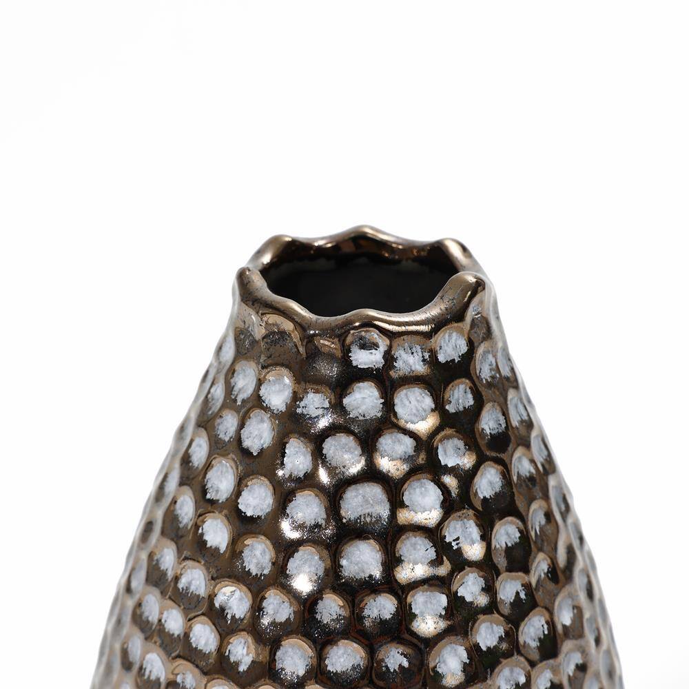 Antique Gold Dimpled Ceramic Decorative Vase