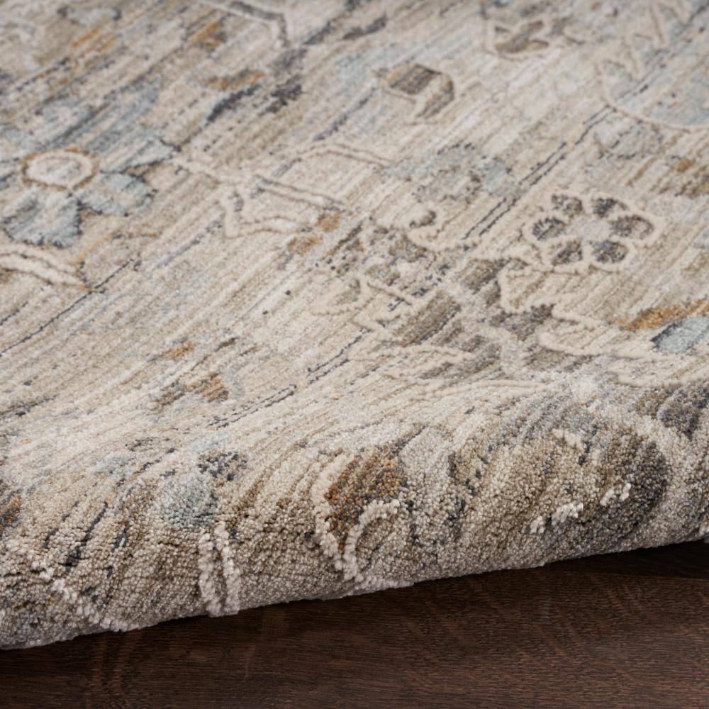 Ivory Taupe Floral Synthetic Easy-Care Area Rug 5'3" x 7'10"