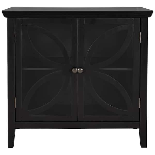 Tileon 32 in. W x 13.8 in. D x 31.1 in. H in Black MDF Ready to Assemble Kitchen Cabinet with Solid Wood Frame & Legs