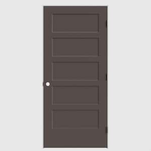 36 in. x 80 in. 5-Panel Bayshore Left-Hand Hollow Willow Wood Molded Composite Single Prehung Interior Door Flat Jamb