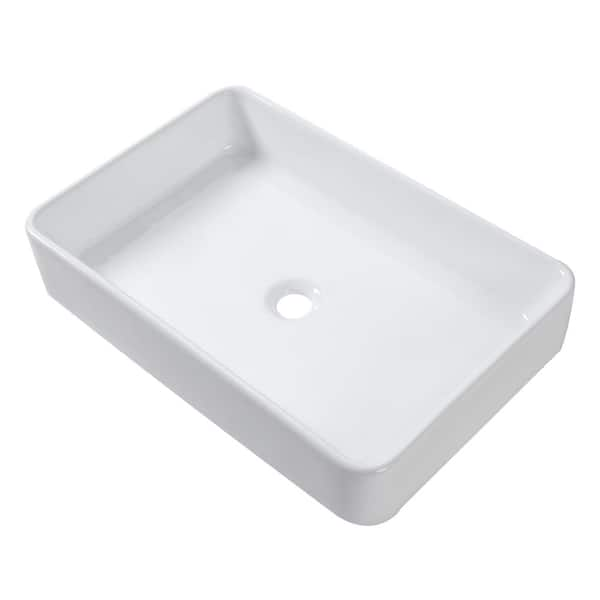 Aurora Decor 24 in. x 16 in. Bathroom Vessel Sink Modern Rectangle ...